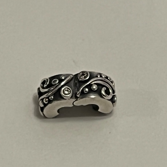 Pandora Sterling Silver Clear CZ Tendril Vine Clip Charm - Picture 3 of 6